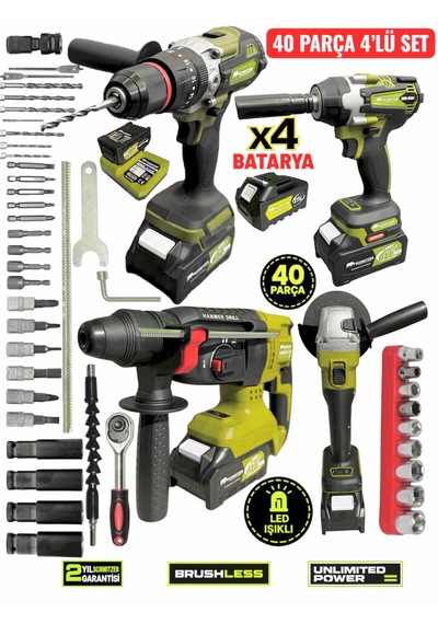 Schmıtzer 4lüset-s Pro 21v 40 Parça Şarjlı Akülü 3 Modlu Hilti Matkap Somun Sıkma Sökme Taşlama