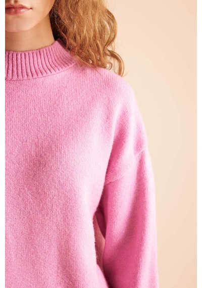 DeFacto Oversize Geniş Kalıp Yarım Balıkçı Yaka Triko Kazak R6044AZNSPN46 Pembe