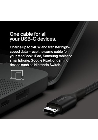 Boostcharge Usb-c - Usb-c Şarj Kablosu, Hızlı Şarj Kablosu, 240 W Power Delivery, Usb-ıf Sertifikalı, İphone 15, Ma Diğer