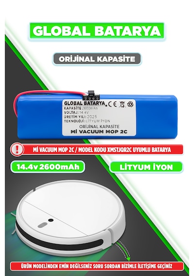 Xiaomi Mi Robot Vacuum Mop 2c Uyumlu Batarya 2600mah Li-ion Pil