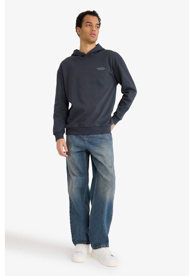 Defacto Boxy Fit Kapüşonlu Baskılı Sweatshirt F2109ax25auar206 Antrasit-ar206