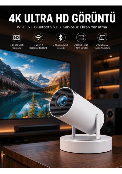 Taşınabilir Android Projeksiyon Ayaklı Çift Kollu 4k Çözünürlüklü Sinema Projeksiyonu 10056426
