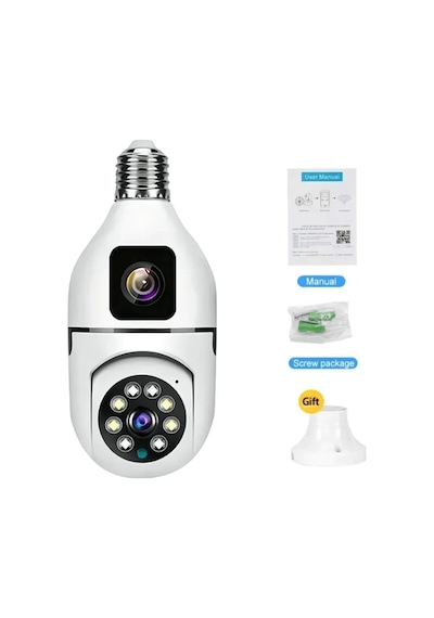 Cmr 40 Çift Kameralı 4k Full Hd Hareket Sensörlü Wifi Bağlantılı 360 Derece Başlıklı Güvenlik Kamerası-1073