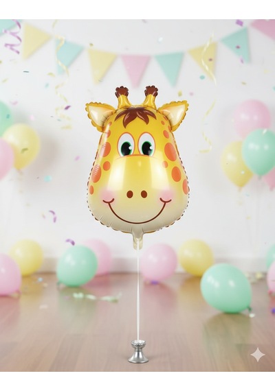 8 İnç Safari Zürafa Folyo Balon - Doğum Günü Parti Dekorasyon Balonu Çok Renkli