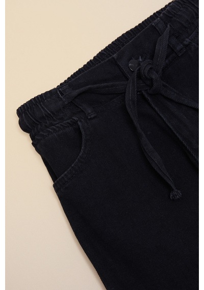 Fullamoda Beli Bağlamalı Baggy Erkek Çocuk Pantolon Siyah