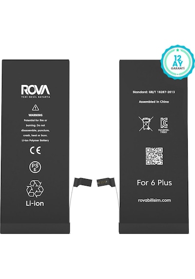 Rova Apple Uyumlu iPhone 6 Plus Yüksek Kapasiteli Batarya Pil 3810 Mah