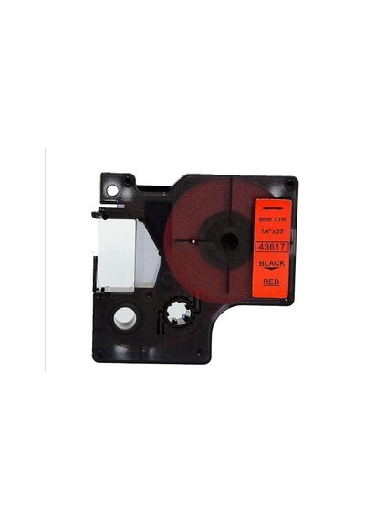 Dymo 43617 Kırmızı Üzerine Siyah 6mm Muadil Etiket
