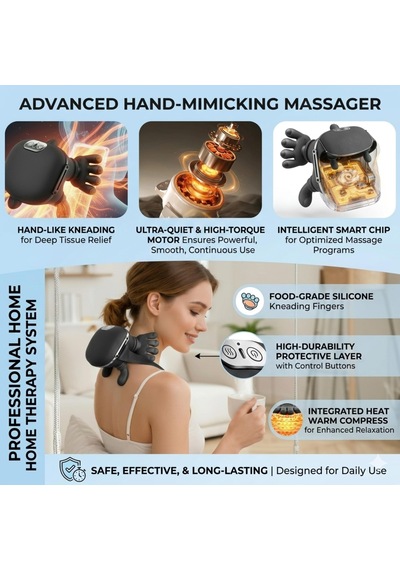 Ellerle Boyun Masajı, Biyonik Isıtmalı Shiatsu Boyun Ve Sırt Masajı, Kablosuz Taşınabilir Derin Doku Elektrikli Masaj Ve İnsan Eli Simülasyonu Boyun İçin Isı Fonksiyonu Ellerle Boyun Masajı, Biyonik Isıtmalı Shiatsu Boyun Ve Sırt Masajı, Kablosuz Taşınabilir Derin Doku Elektrikli Masaj Ve İnsan Eli Simülasyonu Boyun İçin Isı Fonksiyonu
