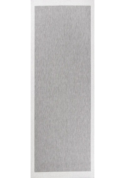 Hoom Rugs Lora 3205 Gri Çerçeveli Pamuk Taban Hav Toz Vermez Sisal Halı