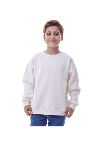 Erkek Çocuk Sweatshirt %100 Pamuk Rahat Kalıp 5-10 Yaş Krem