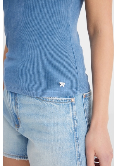 Wrangler Slim Fit Dar Kesim Bisiklet Yaka Lacivert Bluz W241281TF İndigo