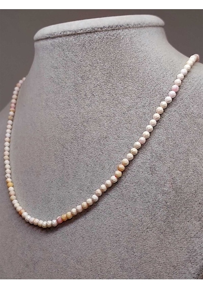 Beyaz Opal Taşı 3mm Kolye (Sabit Klipsli) Altın