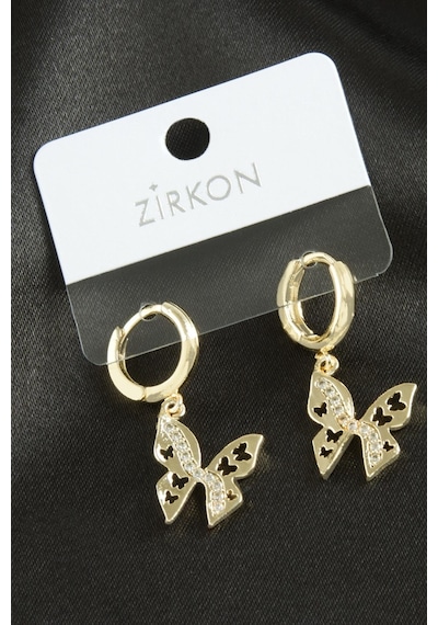 Kelebek Zirkon Taşlı Küpe Gold