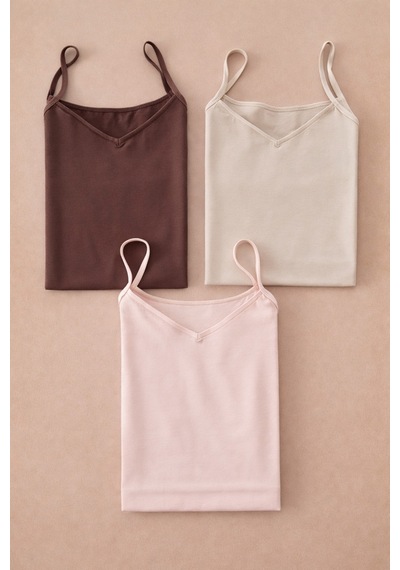 Demirsa Boutique Kadın Modal Atlet 3 Lü Set İp Askılı Slim Fit Basic Koyu Ten, Somon, Kahve Kahverengi Demirsa Boutique Kadın Modal Atlet 3 Lü Set İp Askılı Slim Fit Basic Koyu Ten, Somon, Kahve Kahverengi