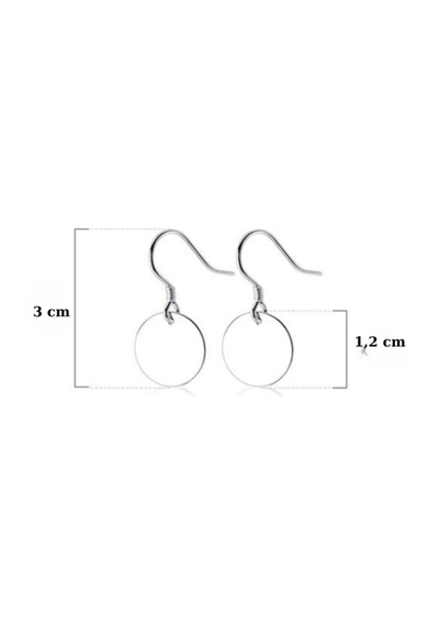 Kadın Sallantılı Plaka Pul Model Gümüş Kancalı Küpe 12 Mm