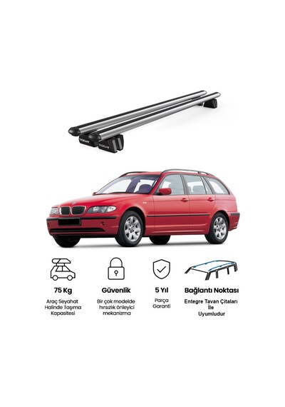 Pençe Bmw 3 Series Touring 2000-2005 Uyumlu Gri Ara Atkı Port Bagaj Tavan Barı