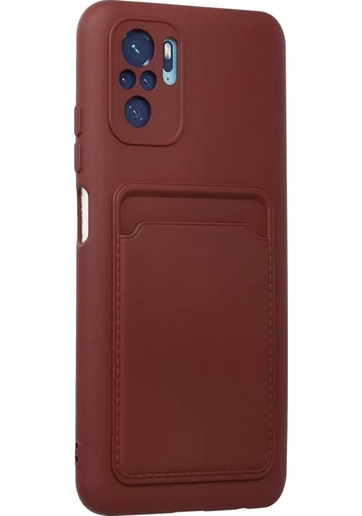 Mey İthalat Redmi Note 10s Kılıf Kelvin Kartvizitli Silikon - Bordo