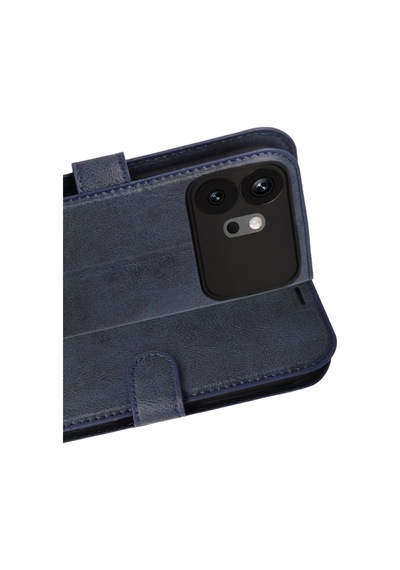 Huawei Honor 600 Kılıf Deri Deluxe Cüzdanlı Kapaklı Case Lacivert