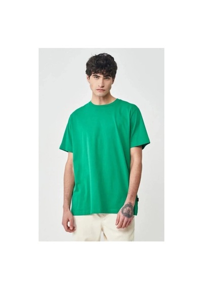 Erkek Düz Penye Tişört Bisiklet Yaka Kısa Kol Regular Fit T-shirt - Yeşil