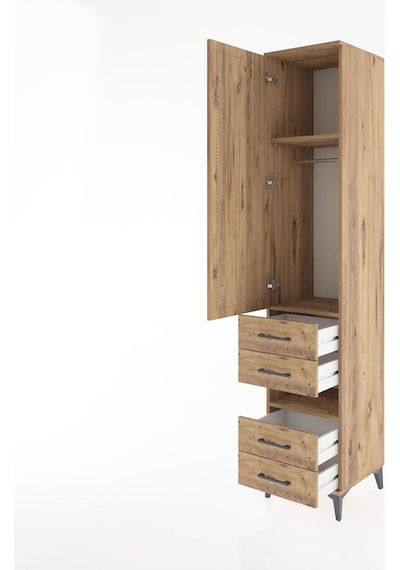 Hyperion Dolap 3 Raflı 4 Çekmeceli Tek Askılı 44x44x221 Çam-çam Çam