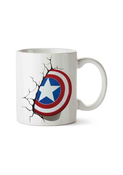 Captain America Shield Porselen Kupa Bardak Beyaz