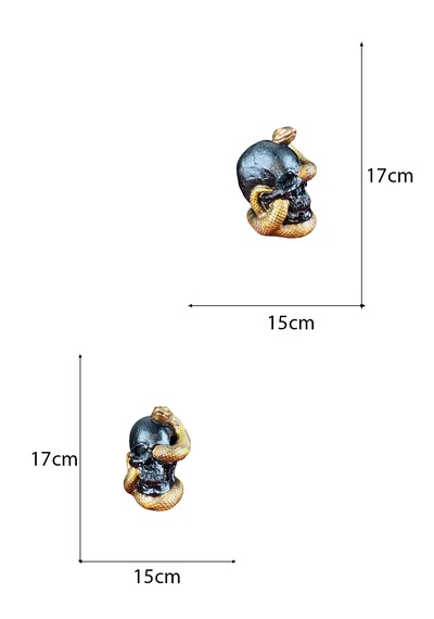 Dekoratif Polyester Yılanlı Kuru Kafa Biblo