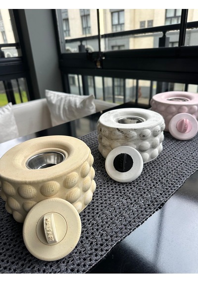 Pembe Masaüstü Bioetanol Şömine Beton Gövdeli Söndürücü Kapaklı