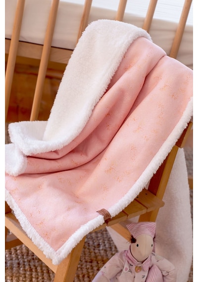 Fluffy Bebek Battaniyesi 80x100 Solid Pembe Kundak Puset Çift Taraflı Koyun Tüyü Battaniye 100x80