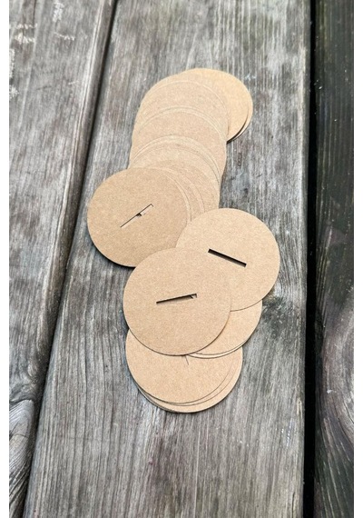 Mum Toz Kapakları 53mm Çap 20mm X 2 Mm Ahşap Fitil Boşluğu 50 Adet Kraft