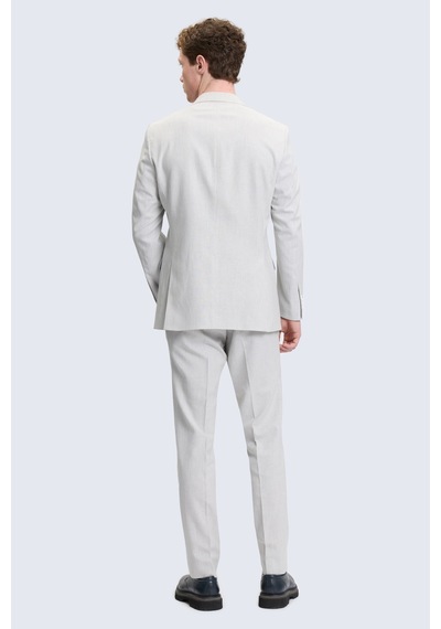 Hatemoğlu Gri Slim Fit Mono Yaka Keten Casual Takım Elbise
