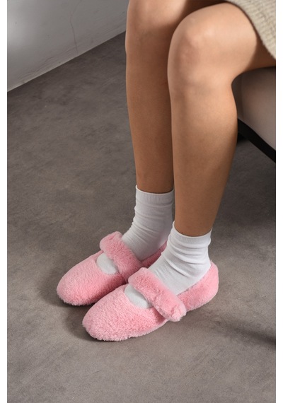 Nmoda Ultra Yumuşak Peluş Kadın Ev Babeti Ses Yapmaz Hafif Taban Panduf Pembe