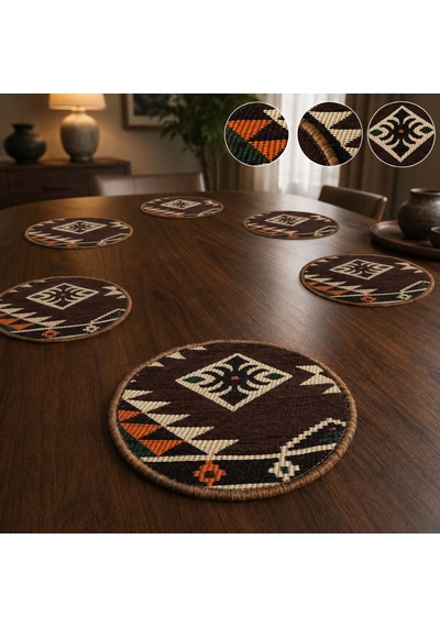 Bk Gift 6 Adet El Yapımı Anadolu İzleri Kilim Kumaşı Supla Koleksiyonu 27cm -5 Haki