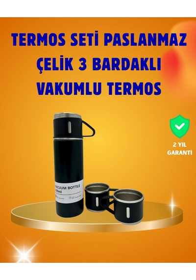 500 Ml Isı Korumalı Çelik Termos Bardak Seti Silikon Tabanlı, Pratik Açık Gri