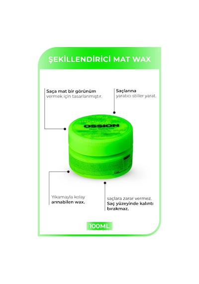 Ossion Mat Wax 100 Ml Yeşil