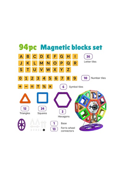 Desire Deluxe Manyetik Blok Seti Stem & Montessori Eğitim Seti Okul Öncesi Ve İlkokul Çocukları