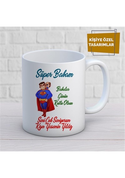 Kişiye Özel İsim Yazılabilir Süper Babam Babalar Günün Kutlu Olsun Kupa Bardak Çok Renkli