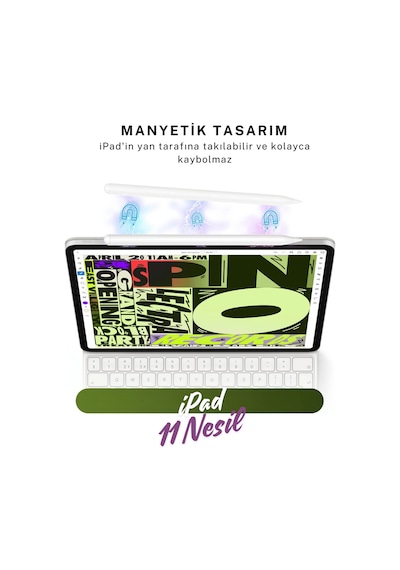 İpad Pencil 2025 M3 11 Nesil 11 İnç Uyumlu Avuçiçi Red Eğim Özellikli Dokunmatik Kalem Beyaz