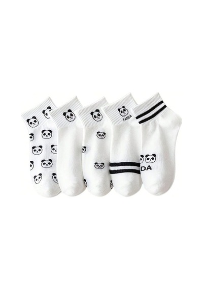 Worthy Socks 5'li Panda Desenli Patik Bilek Çorap 5 Çift Panda Yarım