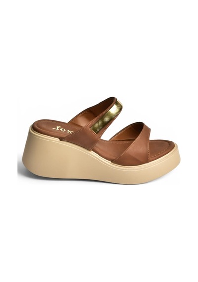Fox Shoes Y973518509 Taba Kalın Tabanlı Kadın Terlik