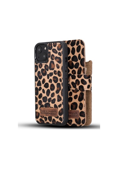 Bouletta Apple İphone 13 Uyumlu Deri Cüzdanlı Kılıf Leo-1 Leopar