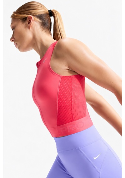 Nike Pro Women's Dri Fit Tank Top Coral Pink Çeyrek Fermuar Kadın Antreman Atleti Mercan Pembesi Pembe