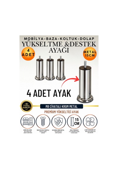 4 Adet 15 Cm M8 Vidalı Metal Krom Ayak Mobilya Ayağı Baza Ayağı Kanepe Ayağı Koltuk Ayağı Yatak Ayağı Yükseltme Ayağı Dolap Ayak Sehpa Sandık Ayakları Değişim Destek Ayağı Yükseltici Aparat Şifonyer Krom Krom 4 Adet 15 Cm M8 Vidalı Metal Krom Ayak Mobilya Ayağı Baza Ayağı Kanepe Ayağı Koltuk Ayağı Yatak Ayağı Yükseltme Ayağı Dolap Ayak Sehpa Sandık Ayakları Değişim Destek Ayağı Yükseltici Aparat Şifonyer Krom Krom