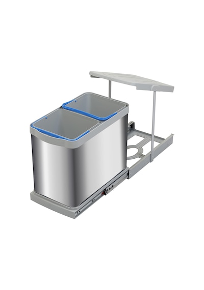 P-9455 12+12 Litre Gri Teleskopik Raylı Paslanmaz Çöp Kovası P-9455 Antrasit - Gri