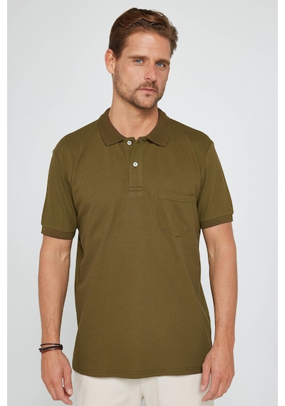 Tudors Erkek Regular Fit Klasik Kesim %100 Pamuk Düz Pike Haki Polo Yaka Tişört-33754 Haki