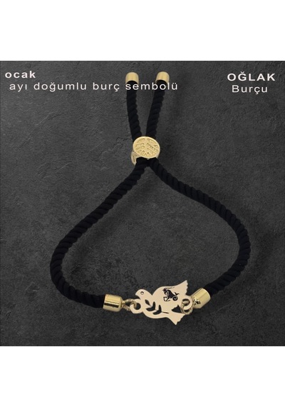 Archin Oğlak Burçlarına Özel Siyah İpek Örgülü 14 Ayar Altın Plakalı Kuş Motifli Hediye Bileklik-360burç Oğlak Archin Oğlak Burçlarına Özel Siyah İpek Örgülü 14 Ayar Altın Plakalı Kuş Motifli Hediye Bileklik-360burç Oğlak