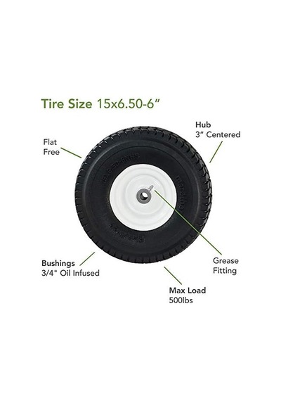 30426 15 X 6,50-6 İnç Düz Serbest Çim Biçme Makinesi Lastik, 7,62 Cm Göbek, 3/4 İnç Burçlar