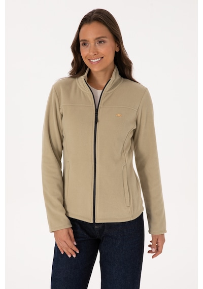 U.S. Polo Assn. Kadın Açık Haki Fermuarlı Dik Yaka Polar Sweatshirt 50316729-VR183