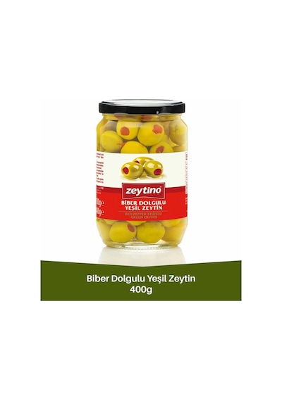 Biberli Yeşil Zeytin 400 Gr 141/160 4xl Cam Kavanoz
