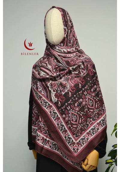 Bilenler Etnik Desenli Pamuklu Şal 70x190 Cm Bordo