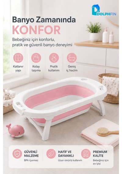 Katlanır Küvet Ev Mutfak Banyo Pratik Kullanım Bebek Küveti